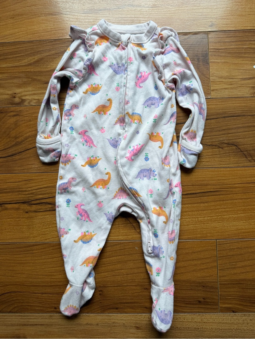 Old Navy 3-6 Month Baby Colorful Dino Print Footed One-Piece Pajamas